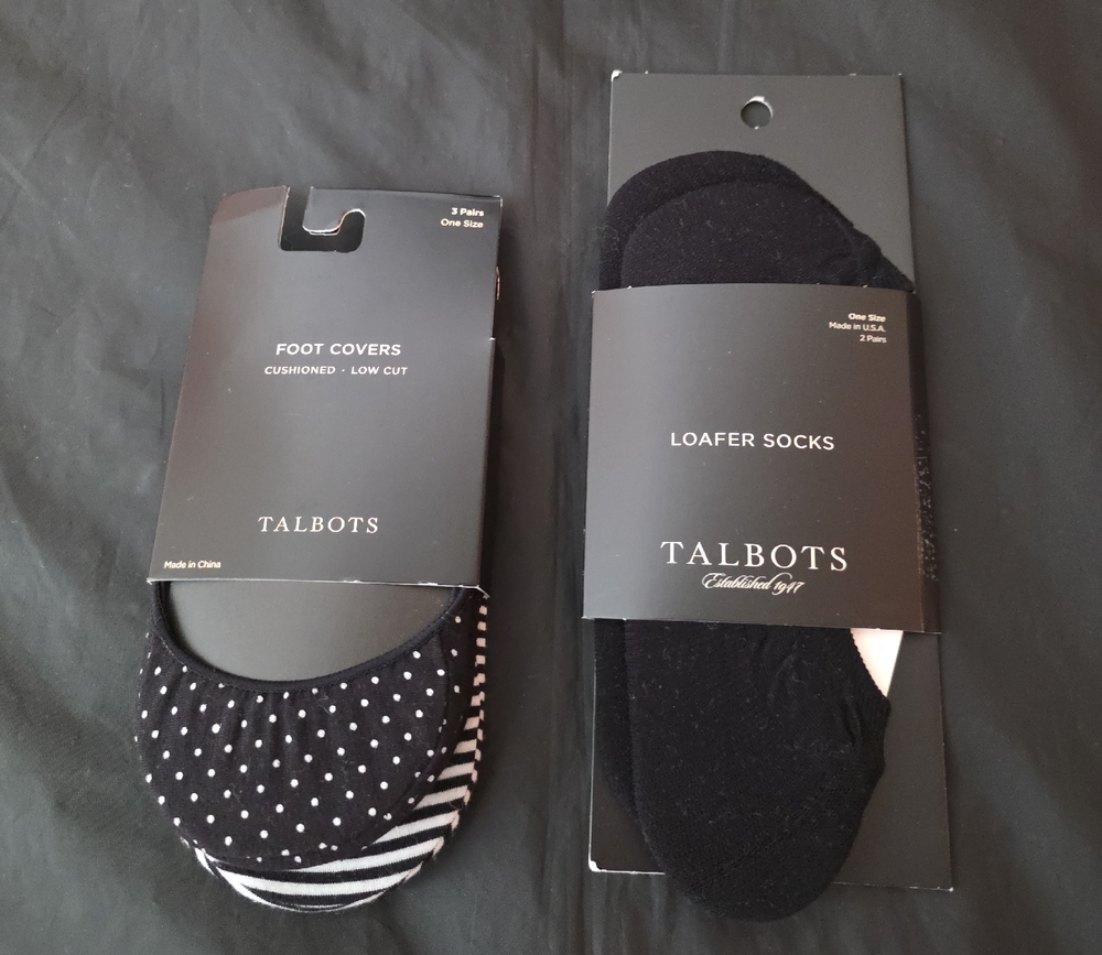 Talbots Black and White Cushioned Foot Covers and Loafer Socks